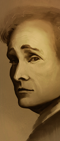 Character design concept art, portrait of Mr Marmelade, a man with pink hair