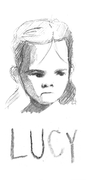 Pencil sketch for the character design of Lucy, for Noah Haidle's play Mr. Marmalade, university project